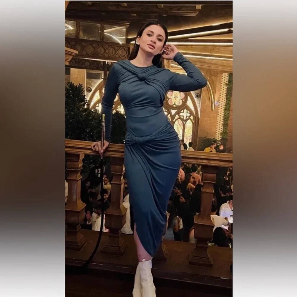 ZARA Collection Knotted Asymmetric Dress Size-L - Picture 5 of 13